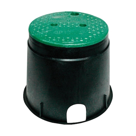 B & K NDS 12-13/16 in. W X 10-7/16 in. H Round Valve Box with Overlapping Cover Black/Green 111BC